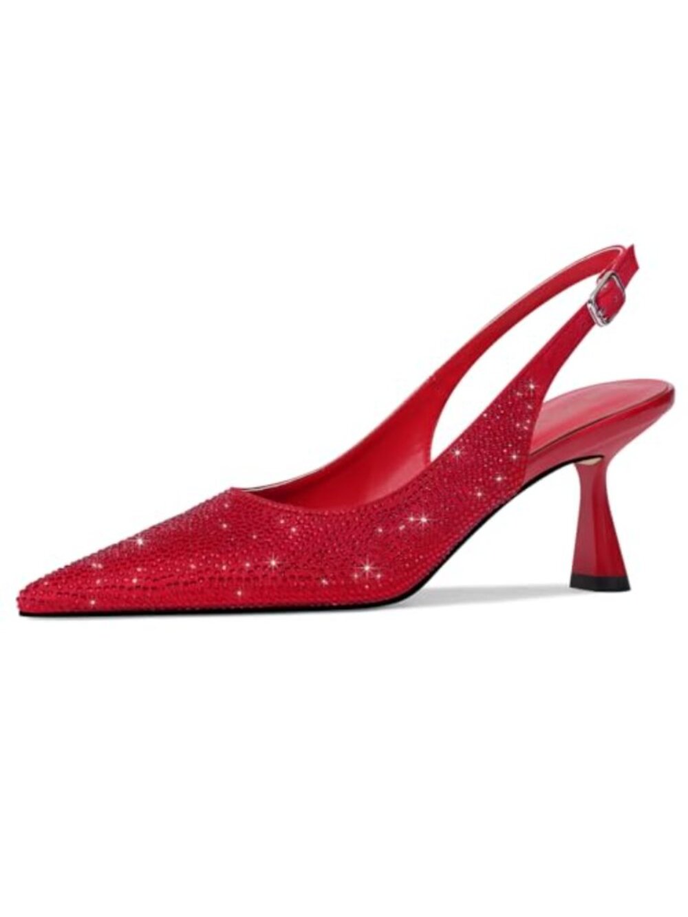 Rhinestone Espadrille Slingback Pumps Kitten Heel Pointed Toe Bridal Party